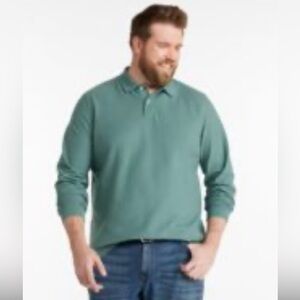 LL Bean Premium Double Polo Long-Sleeve w/out Pocket Traditional M Reg Fit
